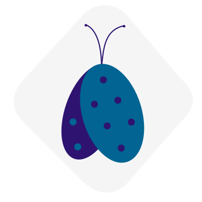 JDG Logo | A butterfly with a blue and a purple wing